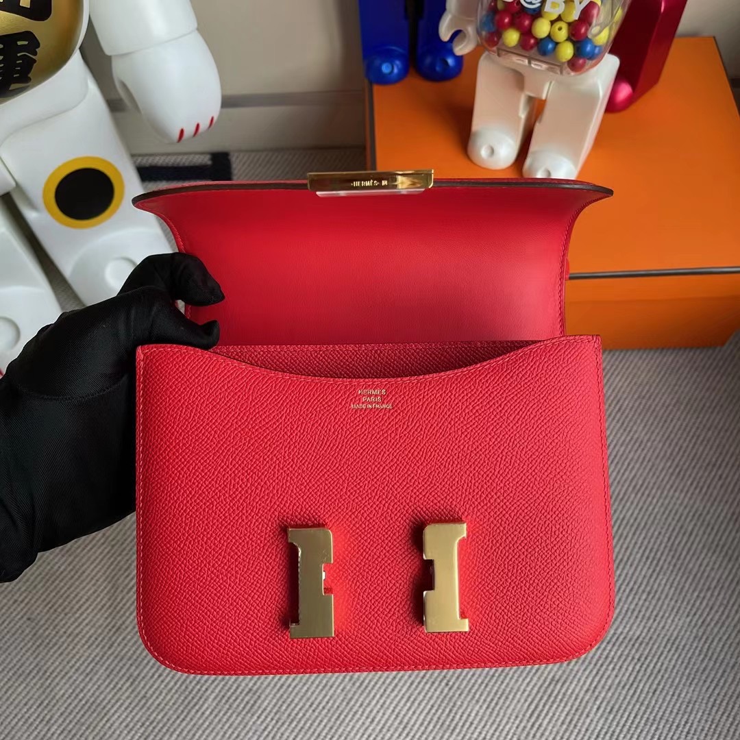 臺北市愛馬仕康斯坦斯包 Hermes Constance 19cm Epsom S3 心紅色 Rouge de coeur