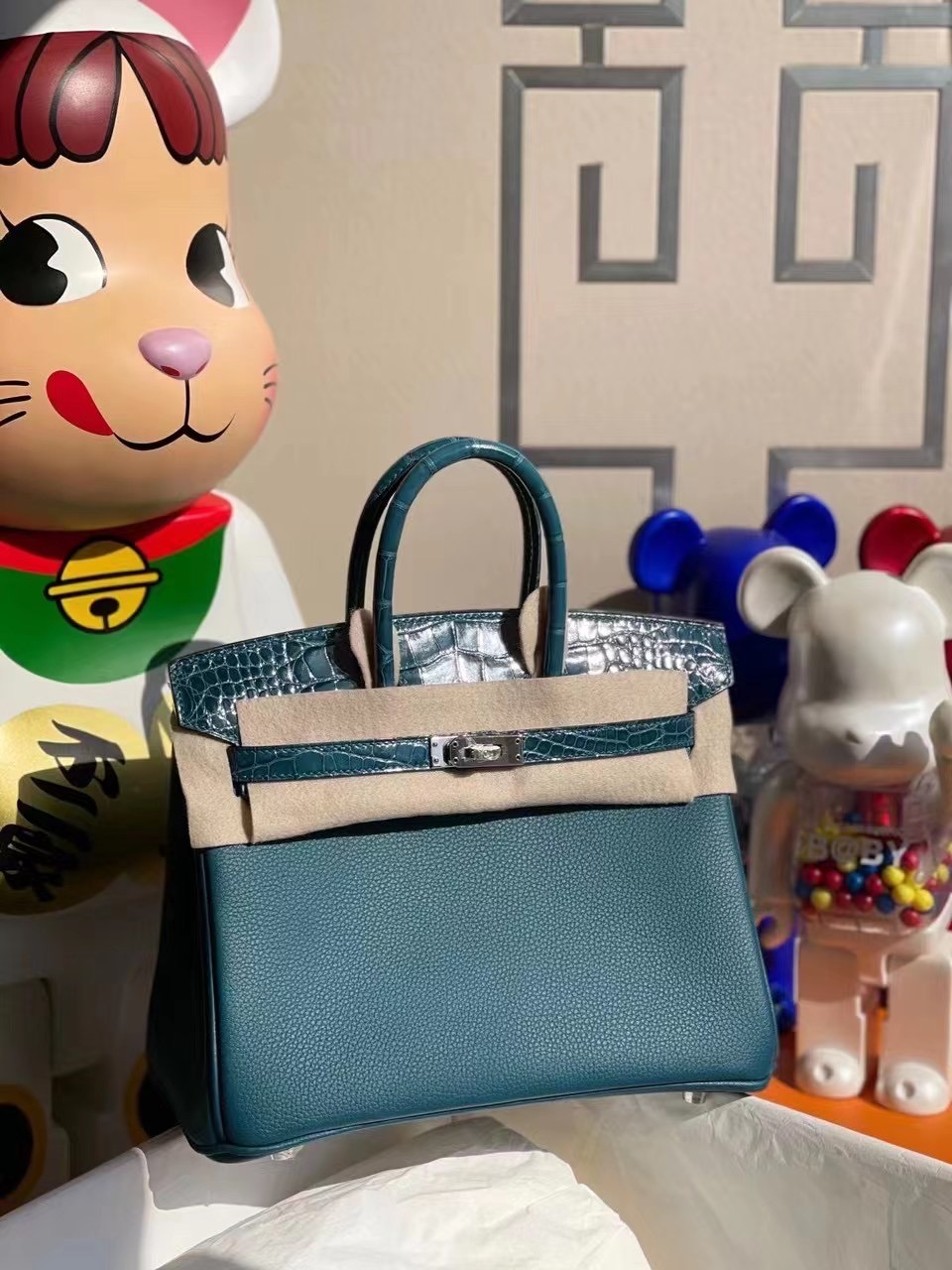 臺灣桃園縣 Hermes Birkin 25cm Touch Togo 美洲鱷魚 W0 Vert Bosphore 博斯普魯斯綠