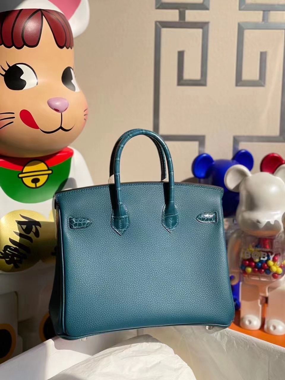 臺灣桃園縣 Hermes Birkin 25cm Touch Togo 美洲鱷魚 W0 Vert Bosphore 博斯普魯斯綠