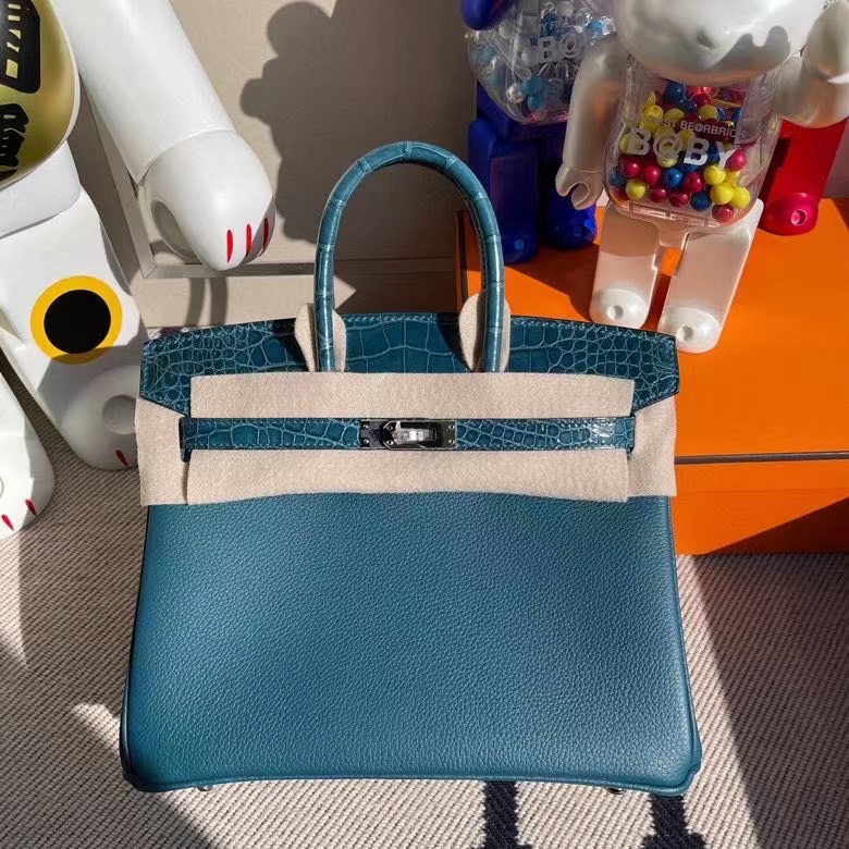 臺灣桃園縣 Hermes Birkin 25cm Touch Togo 美洲鱷魚 W0 Vert Bosphore 博斯普魯斯綠