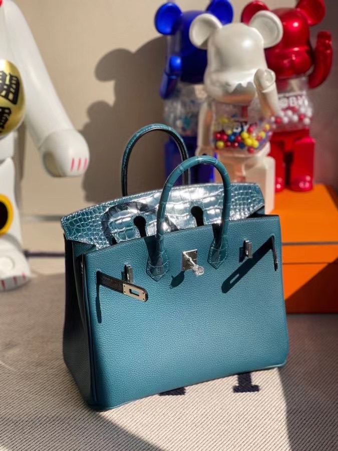 臺灣桃園縣 Hermes Birkin 25cm Touch Togo 美洲鱷魚 W0 Vert Bosphore 博斯普魯斯綠