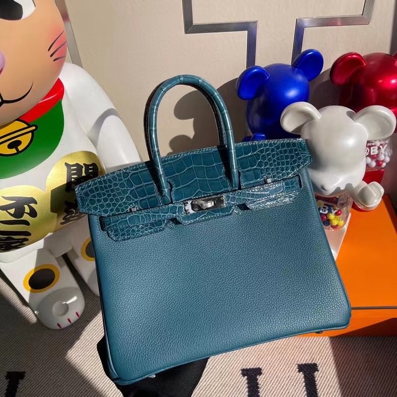 臺灣桃園縣 Hermes Birkin 25cm Touch Togo 美洲鱷魚 W0 Vert Bosphore 博斯普魯斯綠