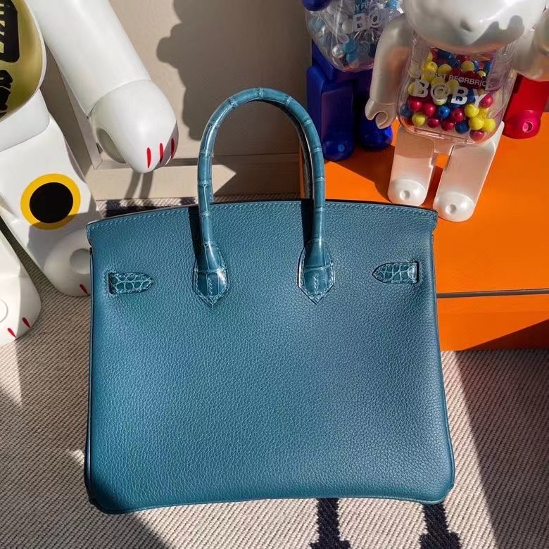 臺灣桃園縣 Hermes Birkin 25cm Touch Togo 美洲鱷魚 W0 Vert Bosphore 博斯普魯斯綠