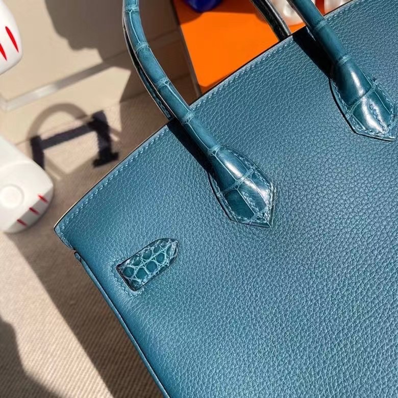 臺灣桃園縣 Hermes Birkin 25cm Touch Togo 美洲鱷魚 W0 Vert Bosphore 博斯普魯斯綠