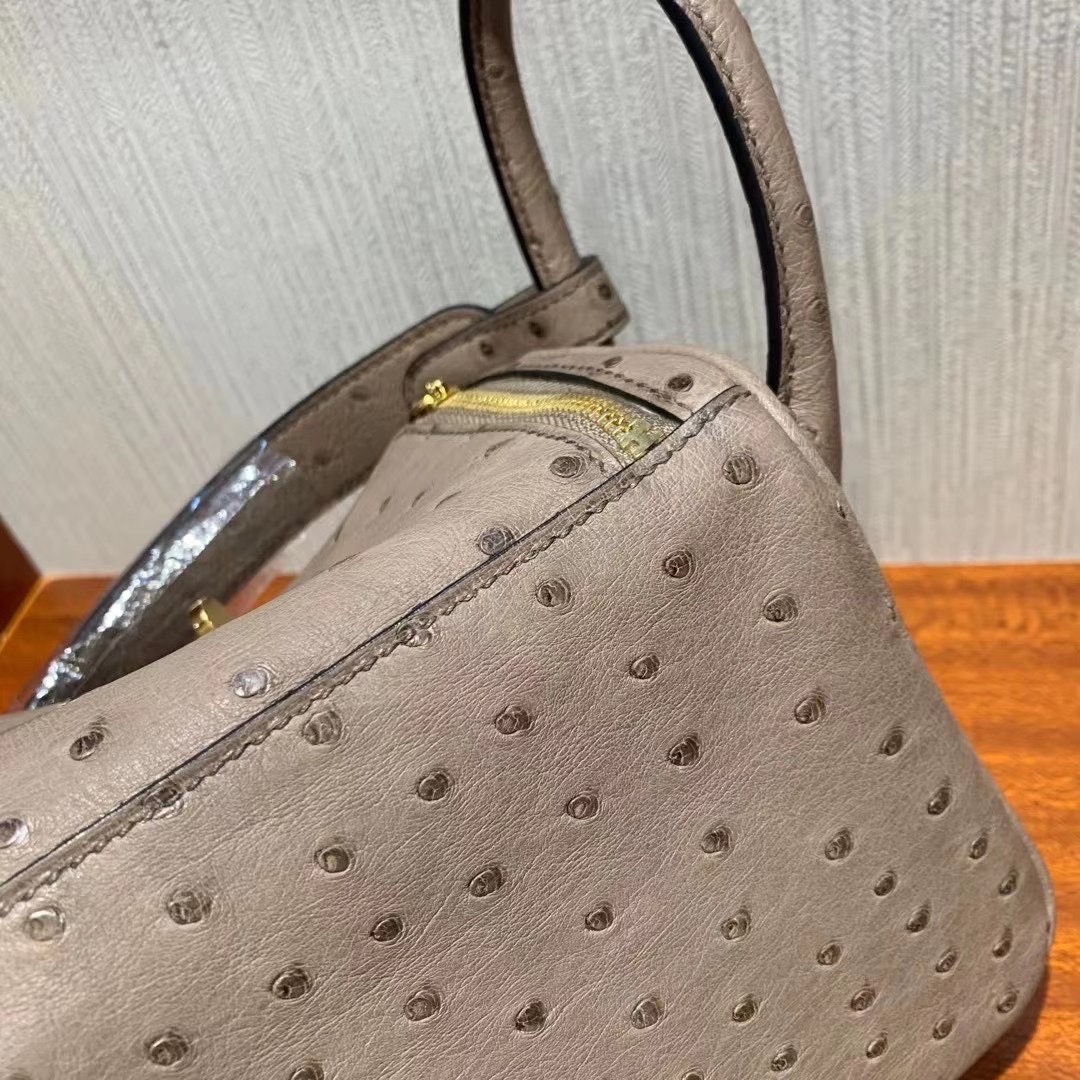 新竹市愛馬仕迷你琳迪包 Hermes Lindy Mini Ostrich CK19 Mousse 慕斯灰