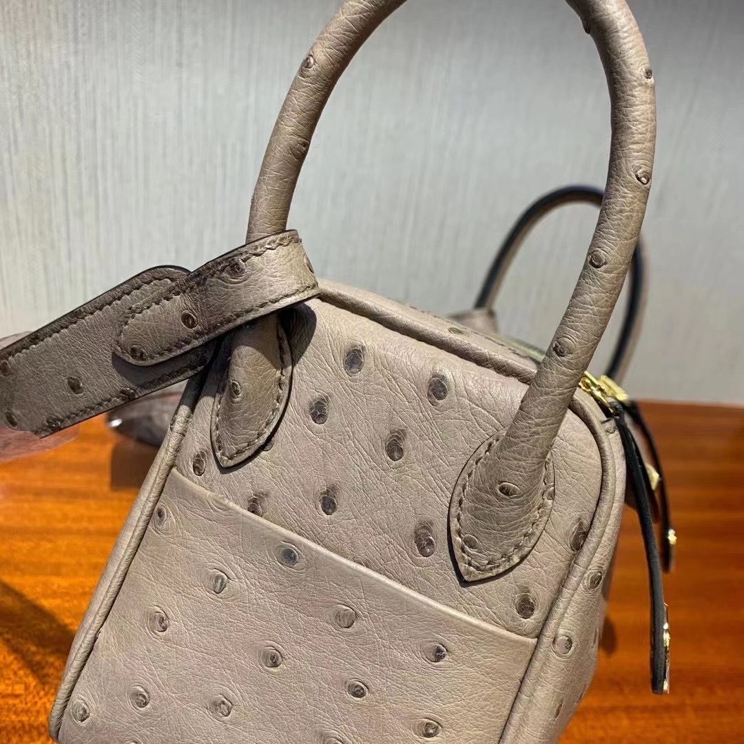 新竹市愛馬仕迷你琳迪包 Hermes Lindy Mini Ostrich CK19 Mousse 慕斯灰