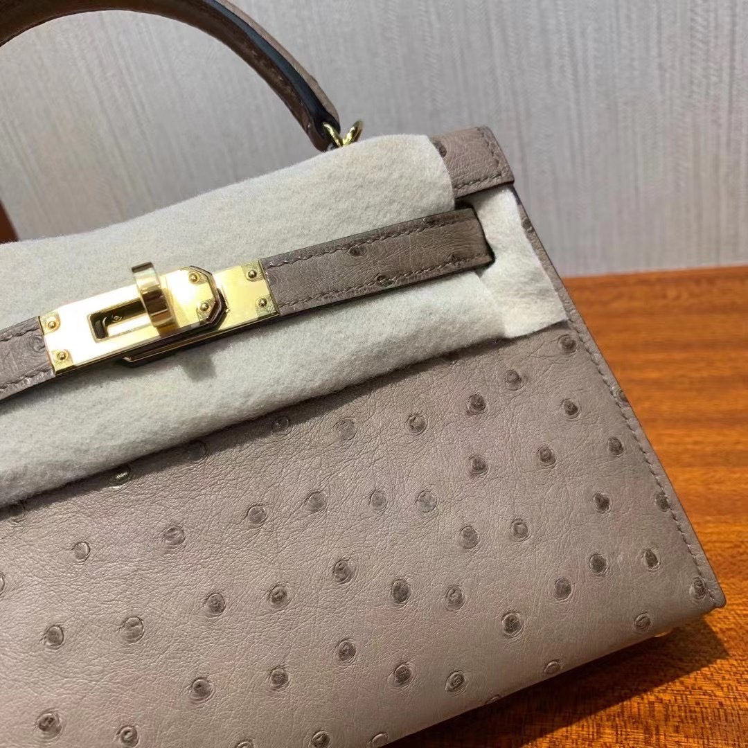 基隆市愛馬仕迷你凱莉包 Hermes Mini kelly II 2代 CK19 Mousse 慕斯灰