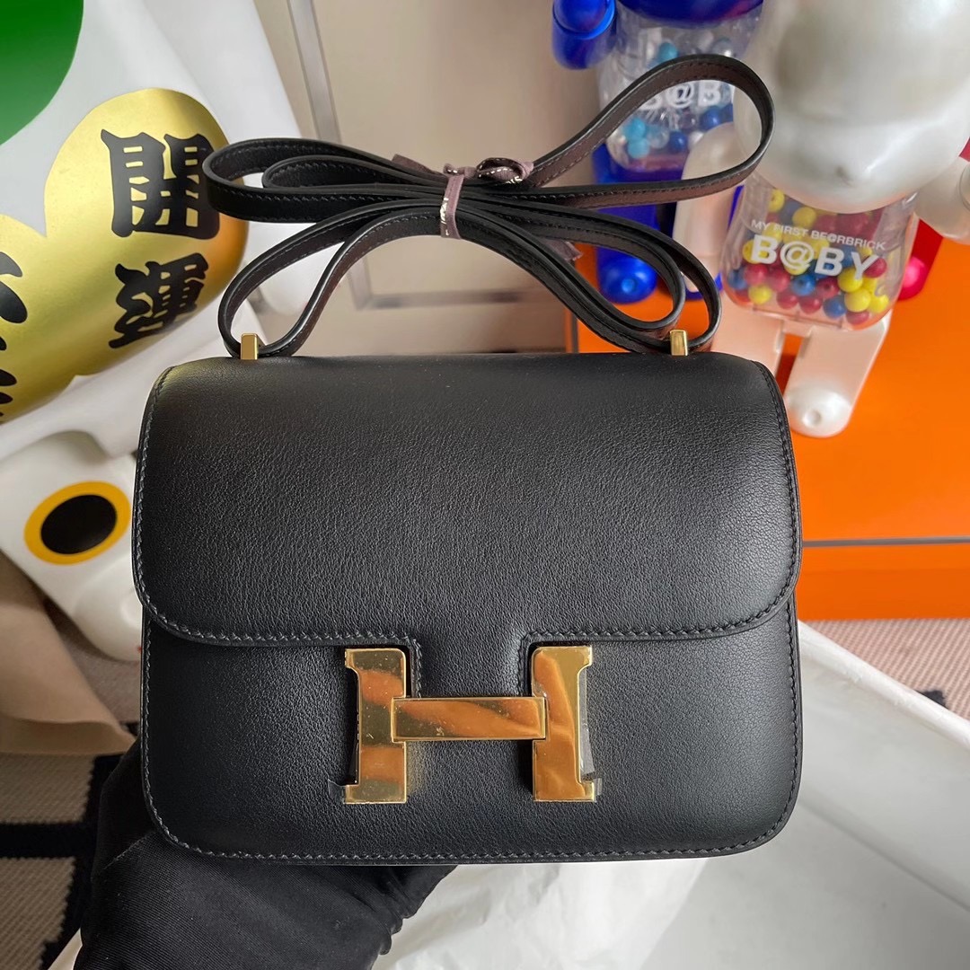 Hermes Constance Mini Swift calfskin CC89 黑色 Noir 全手工蜜蠟線縫製 金扣