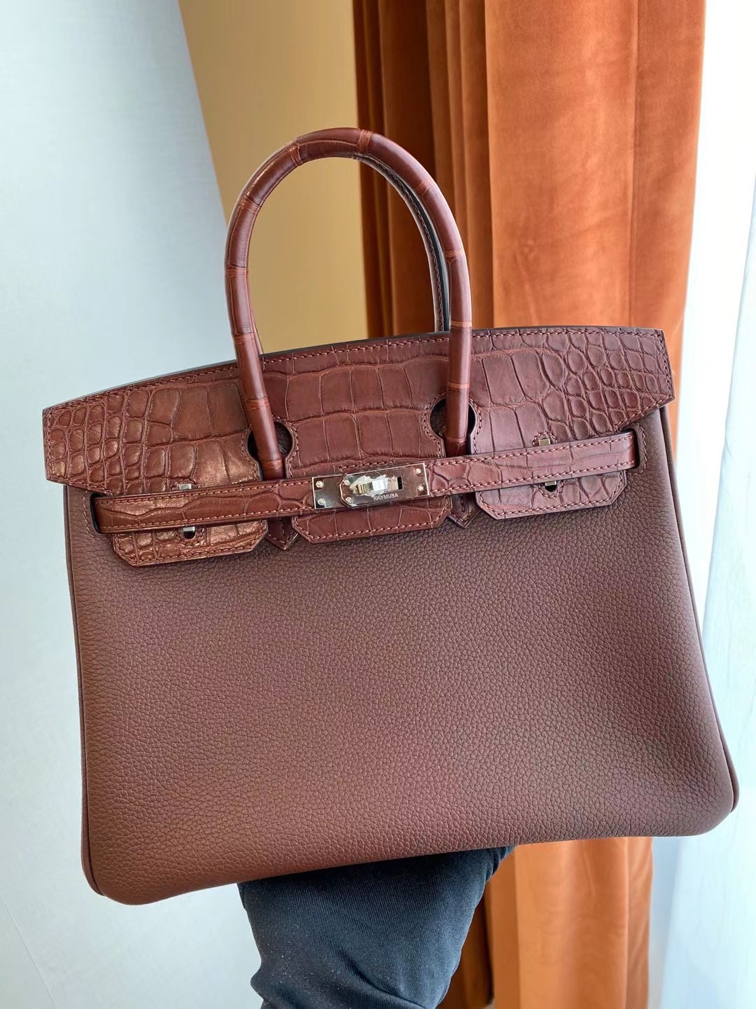 臺灣新北市三峽區愛馬仕鉑金包 Hermes Birkin 25cm Touch 銀扣 美洲鱷魚