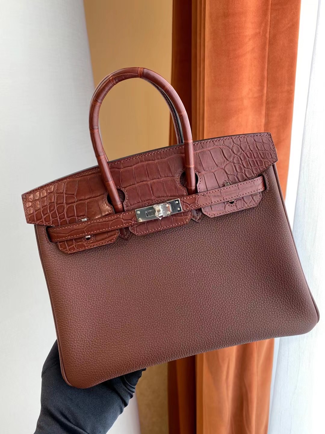 臺灣新北市三峽區愛馬仕鉑金包 Hermes Birkin 25cm Touch 銀扣 美洲鱷魚