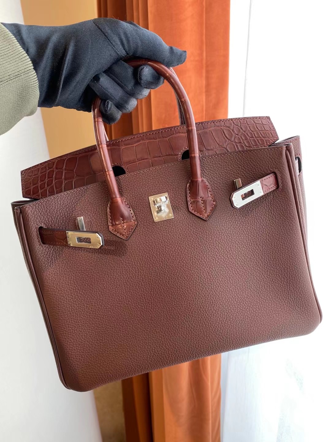 臺灣新北市三峽區愛馬仕鉑金包 Hermes Birkin 25cm Touch 銀扣 美洲鱷魚