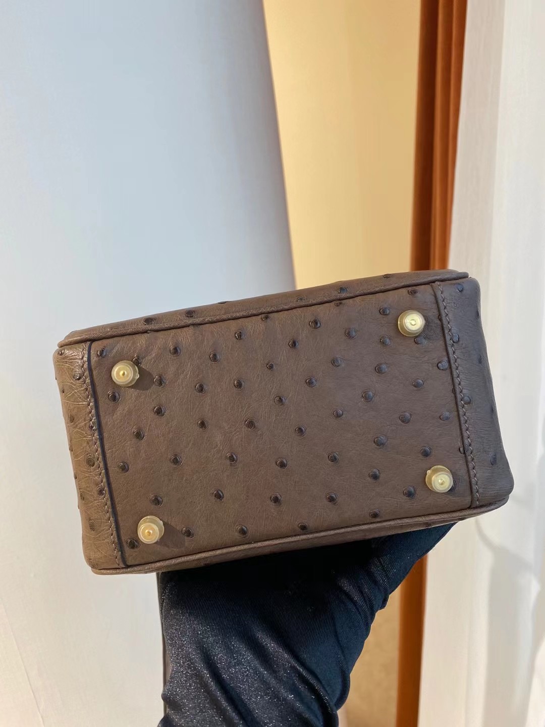 Hermes lindy mini 19cm Ostrich 原廠南非KK鴕鳥皮全手工蜜蠟線縫