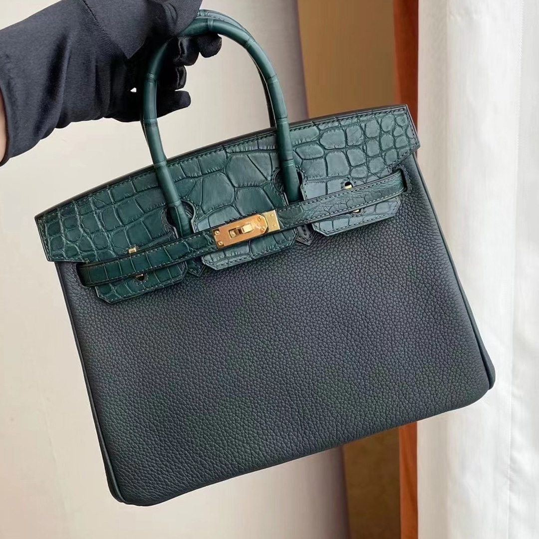 灣新北市 Hermes Birkin 25cm Touch 6O Vert Cypres 松柏綠 Togo/霧面美洲鱷魚