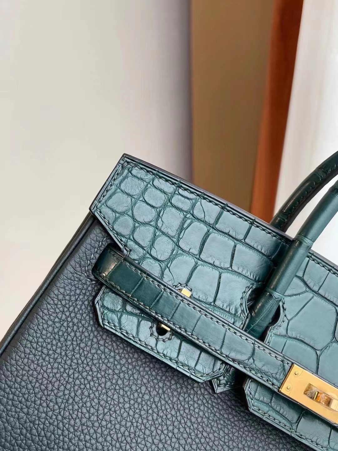 灣新北市 Hermes Birkin 25cm Touch 6O Vert Cypres 松柏綠 Togo/霧面美洲鱷魚