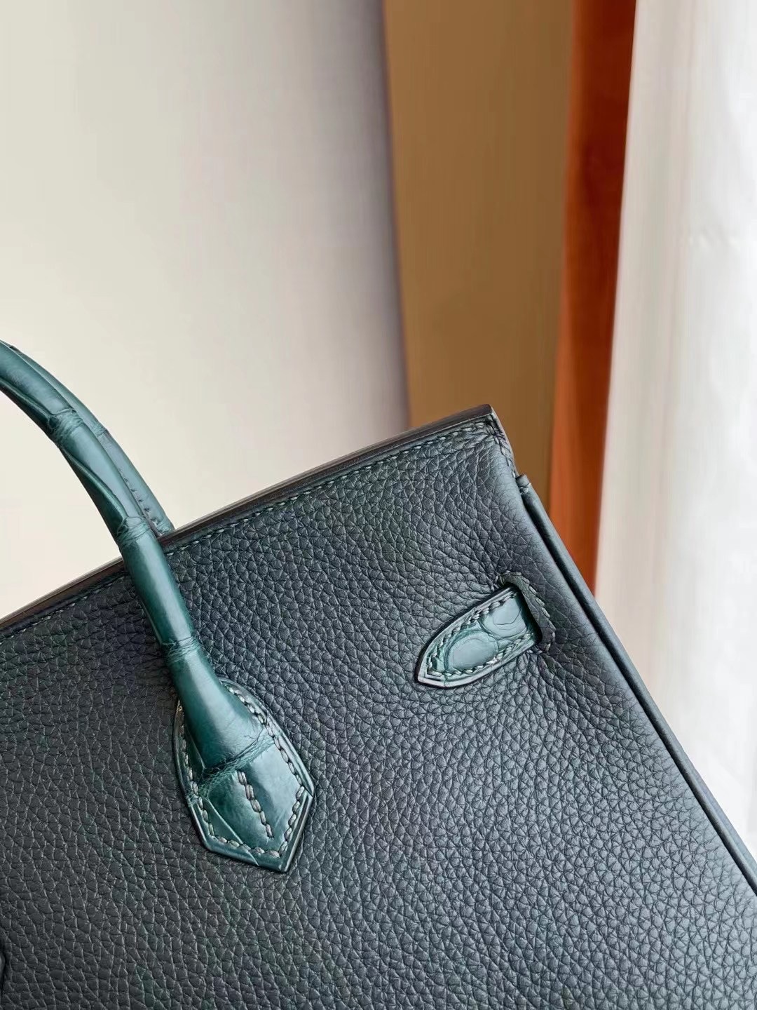 灣新北市 Hermes Birkin 25cm Touch 6O Vert Cypres 松柏綠 Togo/霧面美洲鱷魚