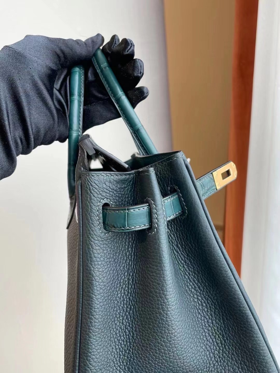 灣新北市 Hermes Birkin 25cm Touch 6O Vert Cypres 松柏綠 Togo/霧面美洲鱷魚