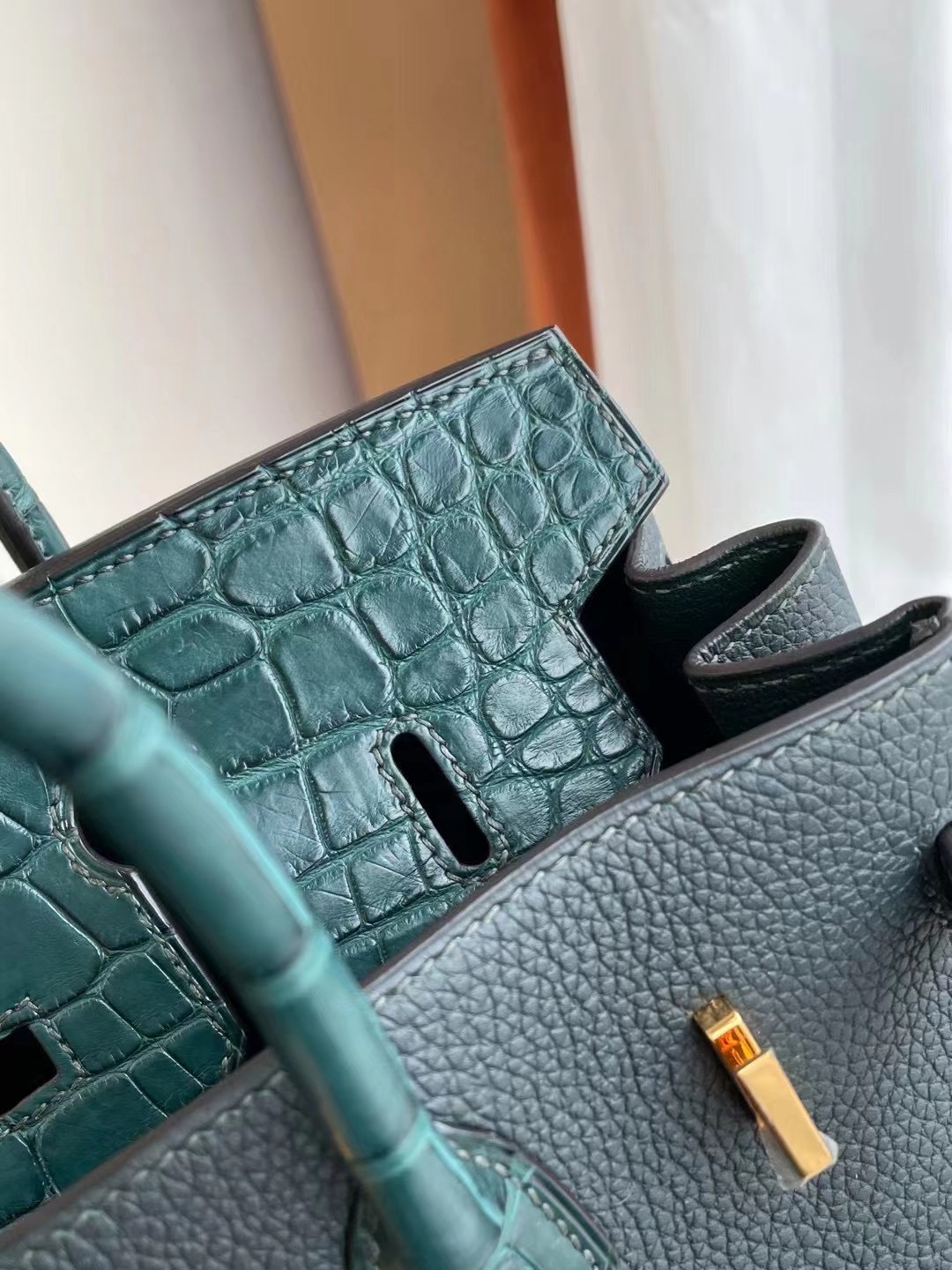 灣新北市 Hermes Birkin 25cm Touch 6O Vert Cypres 松柏綠 Togo/霧面美洲鱷魚