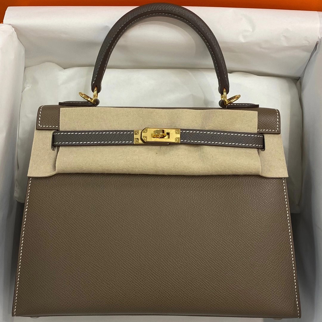 臺灣新北市新店區 Hermes Kelly 25cm Epsom 18 Etoupe 大象灰 馬蹄印 全手工蜜蠟線縫製