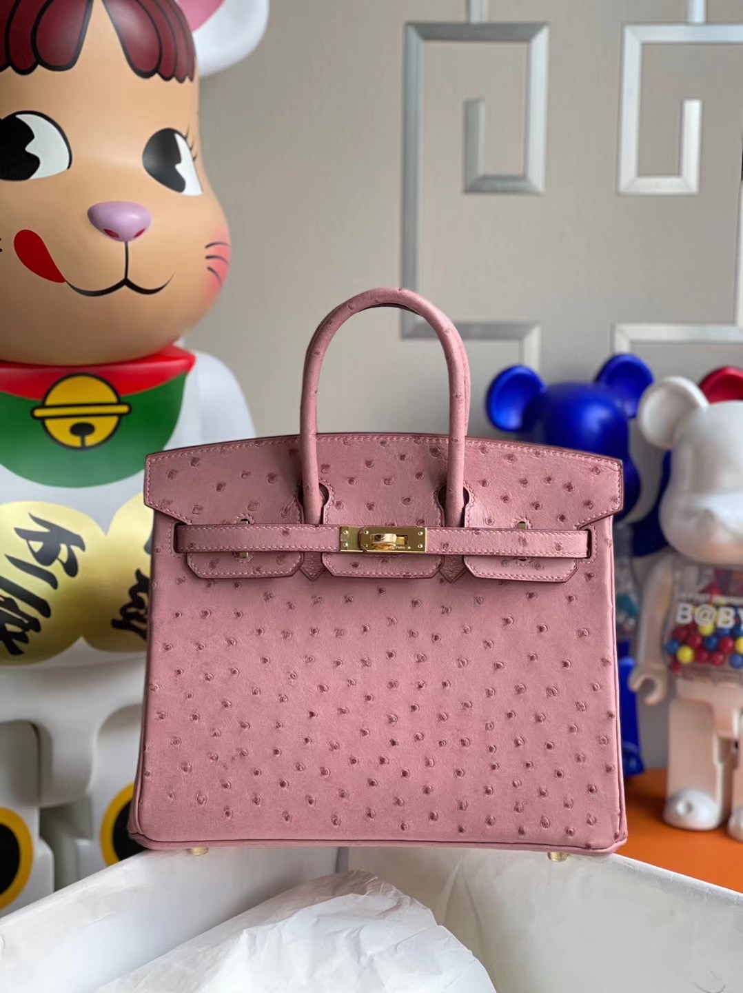 香港島中西區 Hermes Birkin 25cm Ostrich CK94 Terre Cuite 陶瓷粉 原廠南非鴕鳥皮