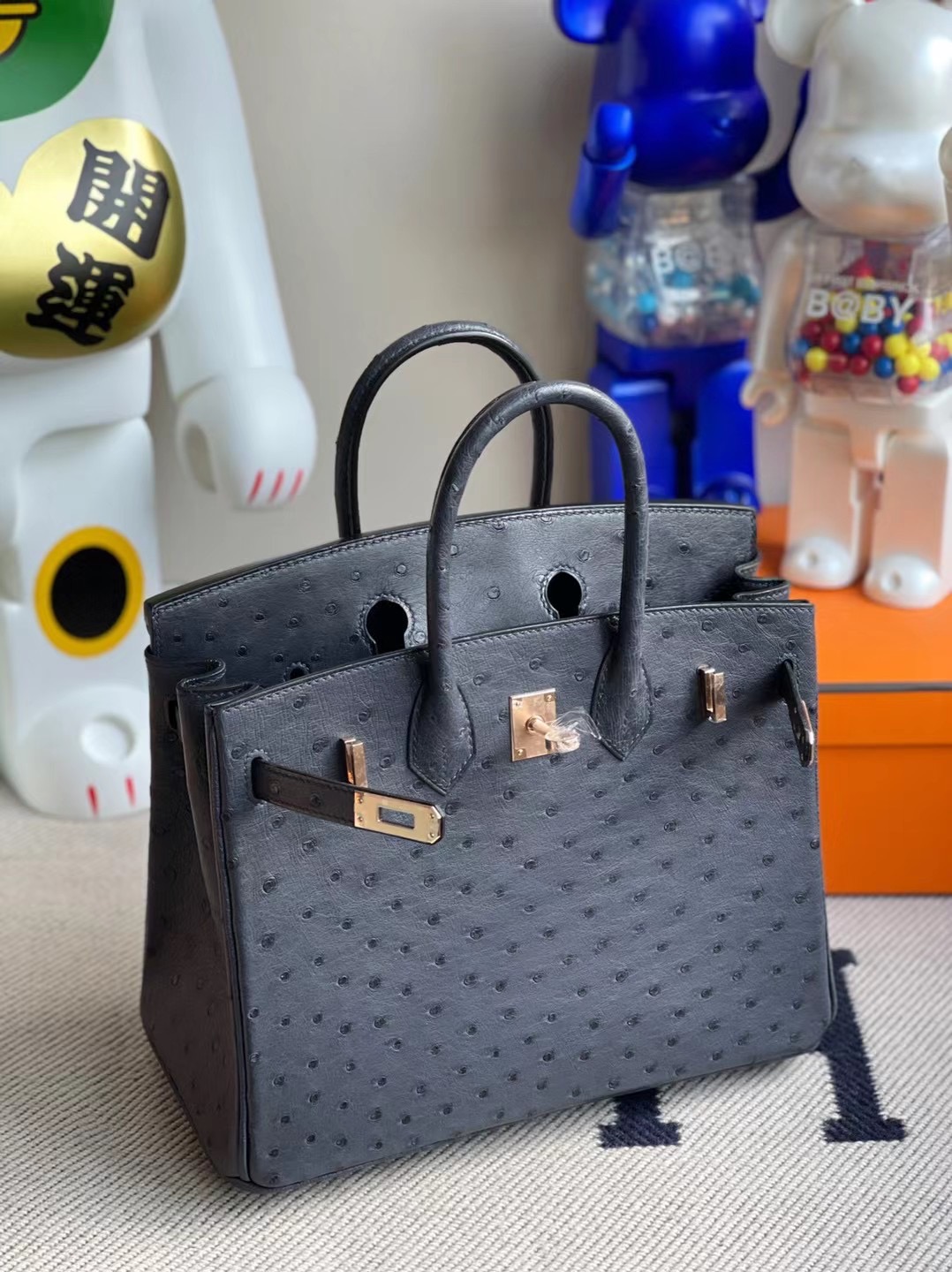 香港西貢區清水灣 Hermes Birkin 25cm Ostrich 76 深海藍 blue indgo 原廠南非鴕鳥皮