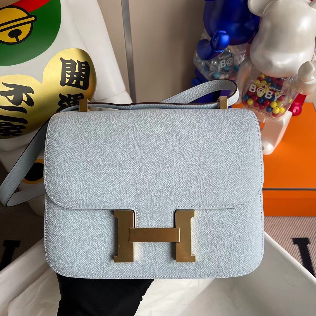 香港西貢區將軍澳 Hermes Constance 24cm Epsom T0 Blue Brume 霧藍色 全手工縫製