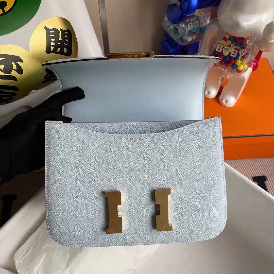 香港西貢區將軍澳 Hermes Constance 24cm Epsom T0 Blue Brume 霧藍色 全手工縫製