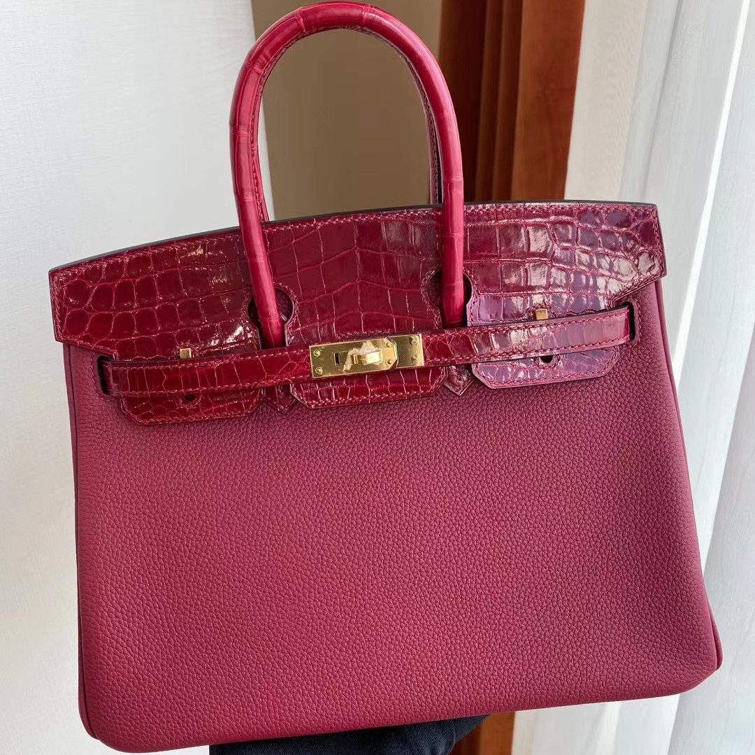 香港北區文錦渡愛馬仕鉑金包多少錢 Hermes Birkin 25cm Touch Togo 亮面美洲鱷魚