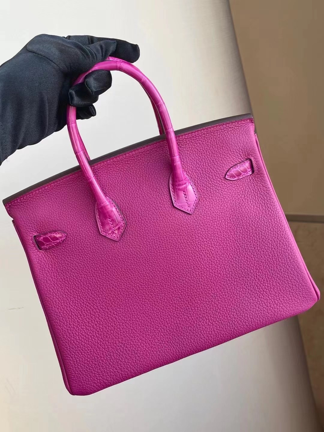 香港島中西區中環 愛馬仕鉑金包 Hermes Birkin 25cm Touch Togo 小牛皮 拼 亮面美洲鱷魚