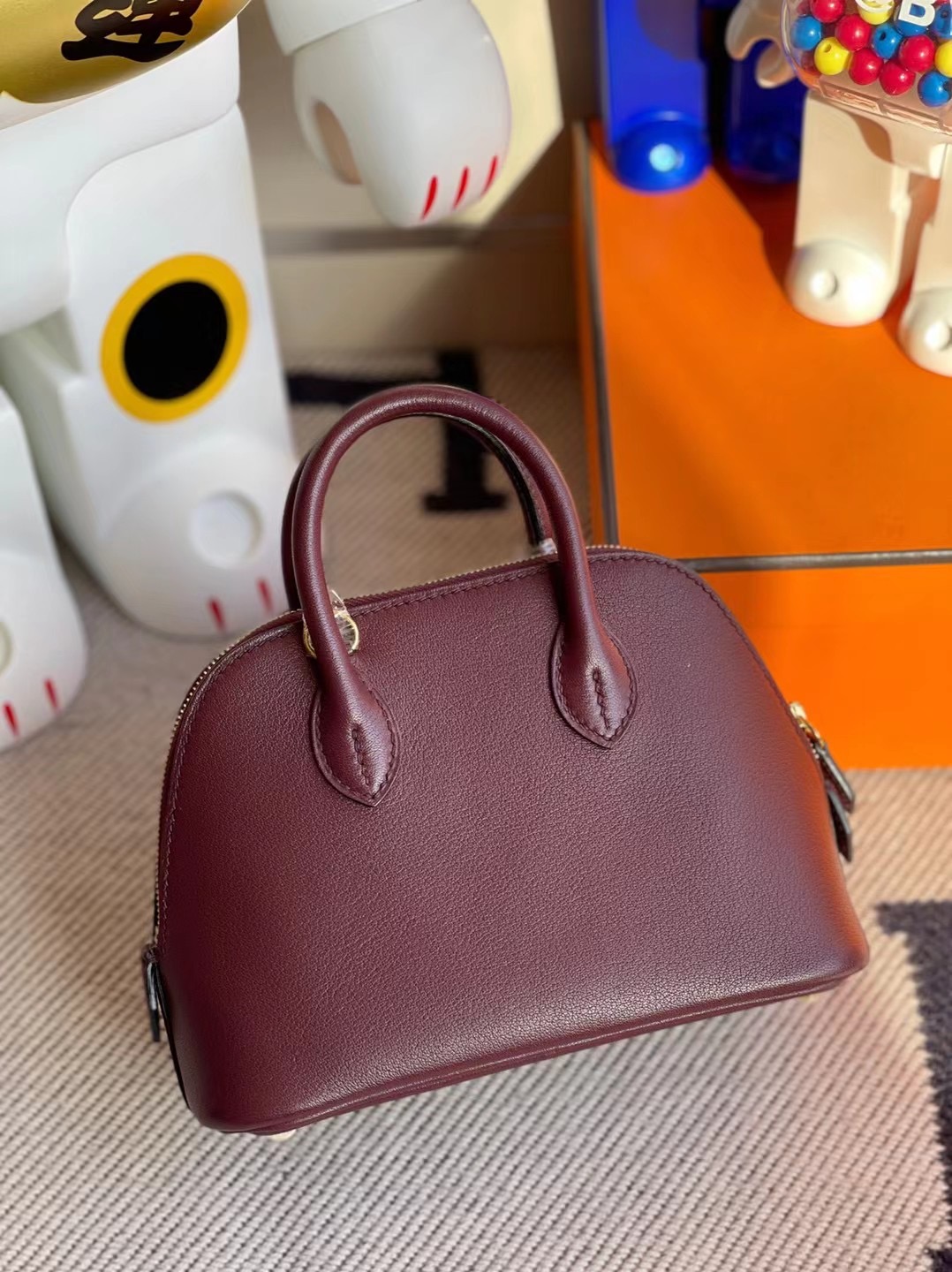 Hermes Bolide 1923 mini bag Everycolor 皮 CK57 Bordeaux 波爾多酒紅