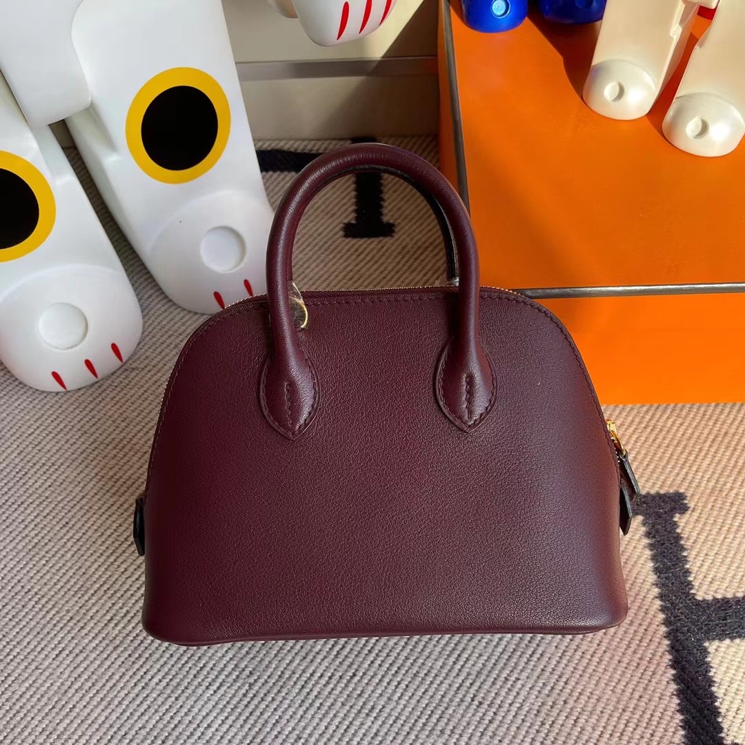 Hermes Bolide 1923 mini bag Everycolor 皮 CK57 Bordeaux 波爾多酒紅