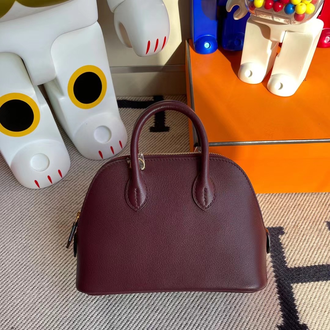 Hermes Bolide 1923 mini bag Everycolor 皮 CK57 Bordeaux 波爾多酒紅