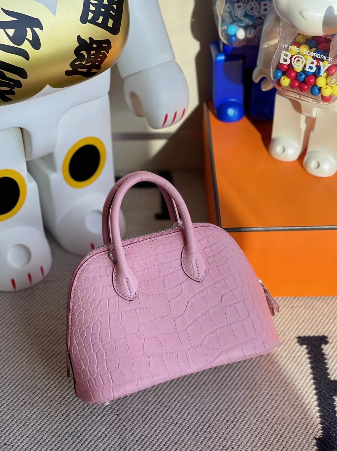 愛馬仕迷你 保齡球包價格 Hermes Bolide 1923 mini bag 5P Pink 櫻花粉 美洲鱷魚