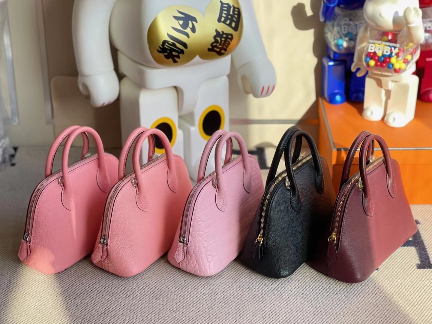 愛馬仕迷你 保齡球包價格 Hermes Bolide 1923 mini bag 5P Pink 櫻花粉 美洲鱷魚