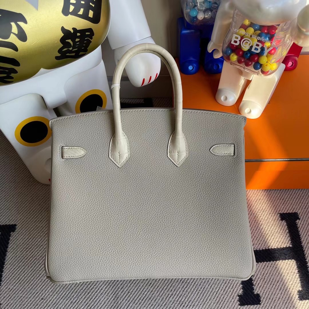 香港南區石澳 Hermes Birkin 25 Touch 80 Gris Perle 珍珠灰 美洲鱷魚 8L Beton 奶油白