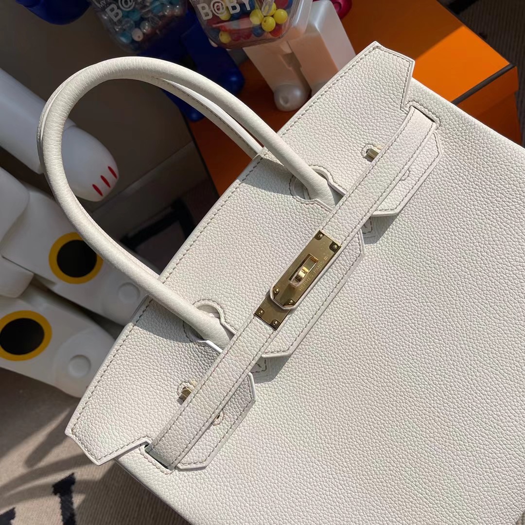 香港東區西河灣 Hermes Birkin 30cm Togo 01 Blanc 純白色 內拼 81 Gris Tourterelle 斑鳩灰