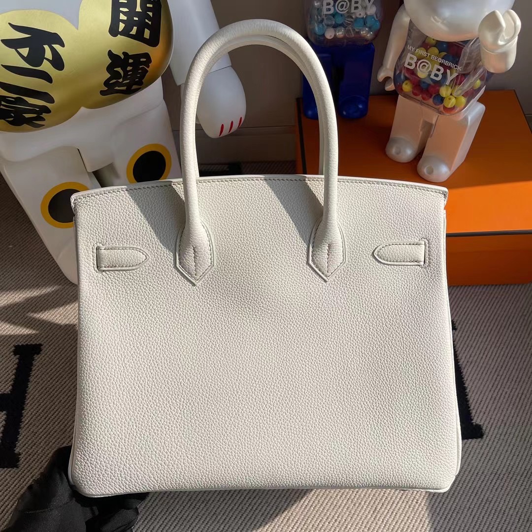 香港東區西河灣 Hermes Birkin 30cm Togo 01 Blanc 純白色 內拼 81 Gris Tourterelle 斑鳩灰