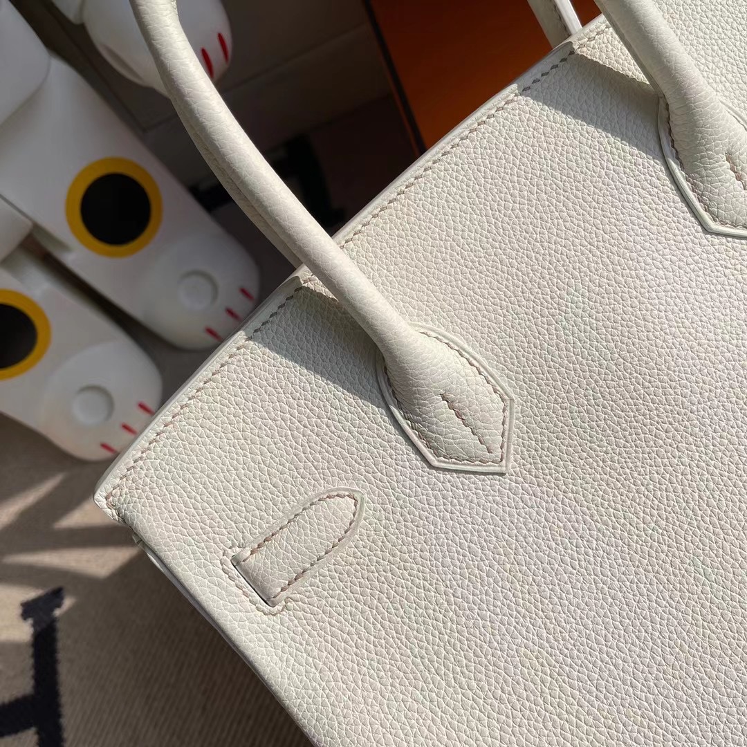 香港東區西河灣 Hermes Birkin 30cm Togo 01 Blanc 純白色 內拼 81 Gris Tourterelle 斑鳩灰