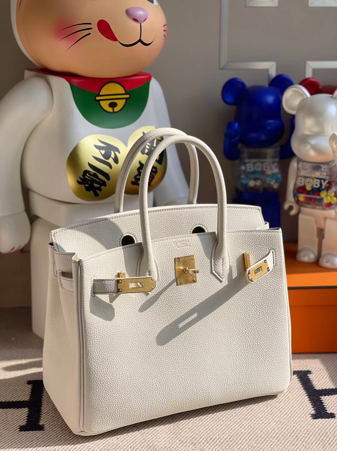 香港東區西河灣 Hermes Birkin 30cm Togo 01 Blanc 純白色 內拼 81 Gris Tourterelle 斑鳩灰