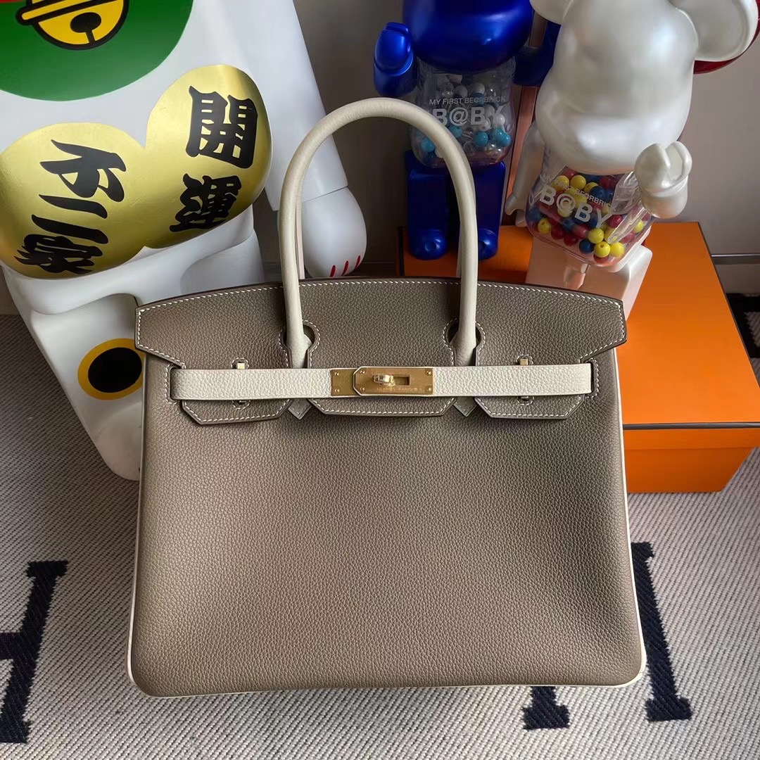 香港東區筲箕灣 Hermes Birkin 30 Togo 18 Etoupe 大象灰 10 Craie 奶昔白 拉絲金扣