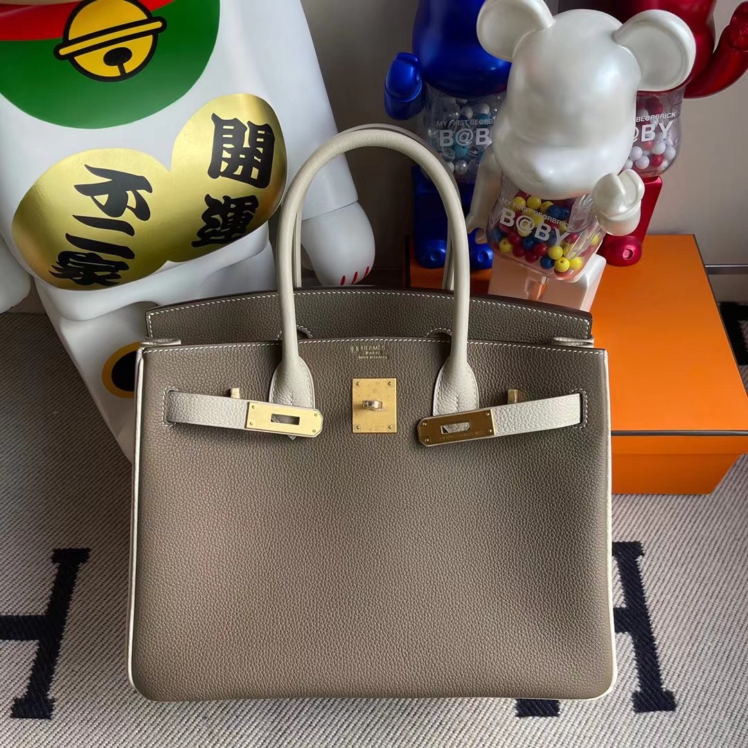 香港東區筲箕灣 Hermes Birkin 30 Togo 18 Etoupe 大象灰 10 Craie 奶昔白 拉絲金扣