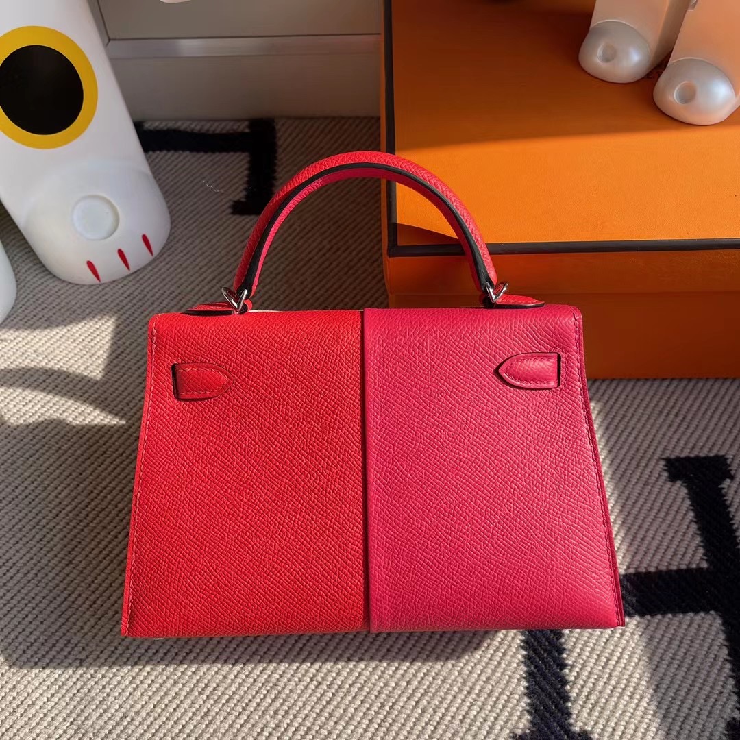 Hermes Kelly Mini Ⅱ Epsom 三拼色 I6 極致粉/S3 心紅色/B3 坦桑尼亞藍