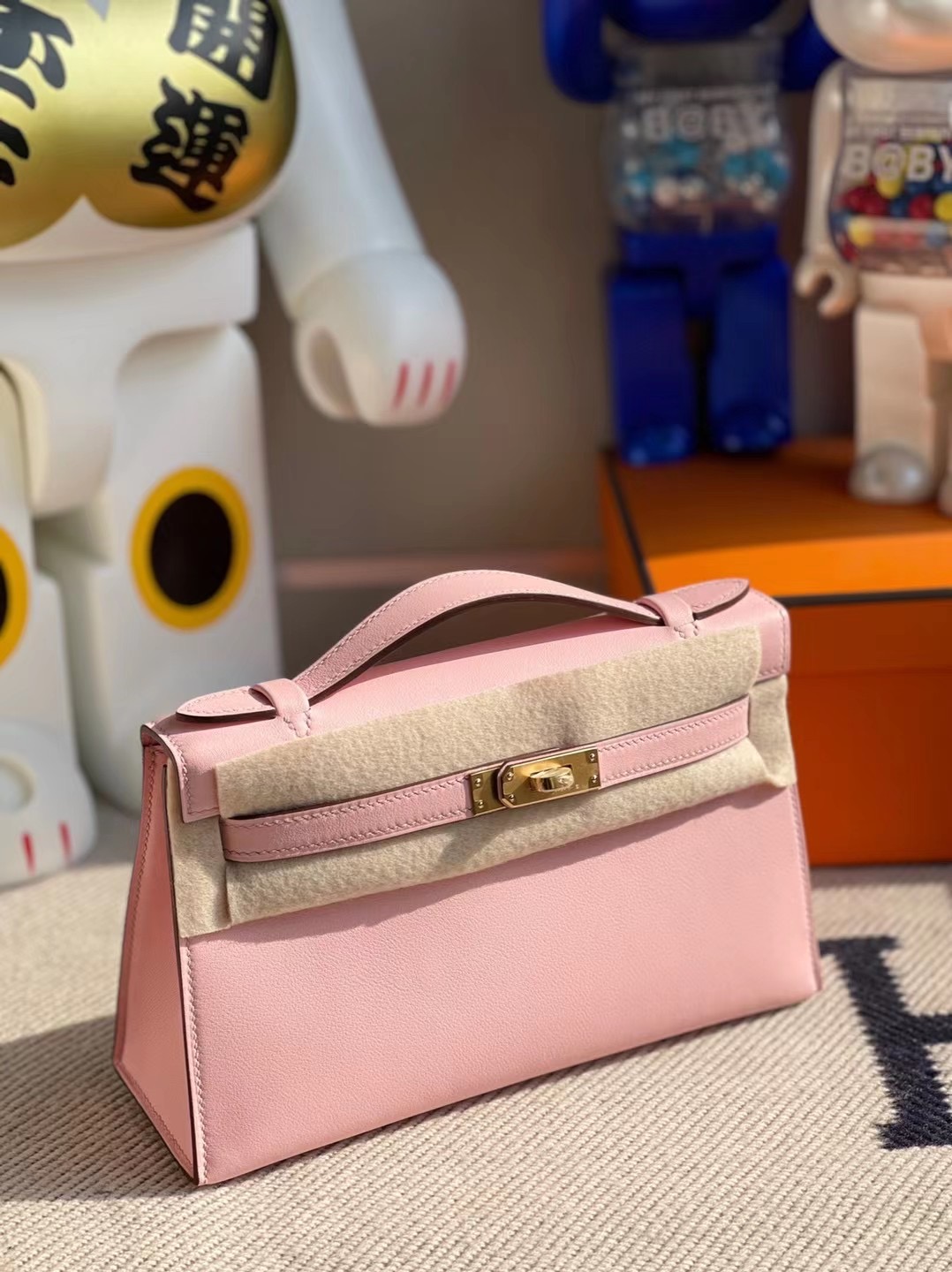 Hermes MiniKelly pochette Swift calfskin 3Q Rose Sakura 新櫻花粉