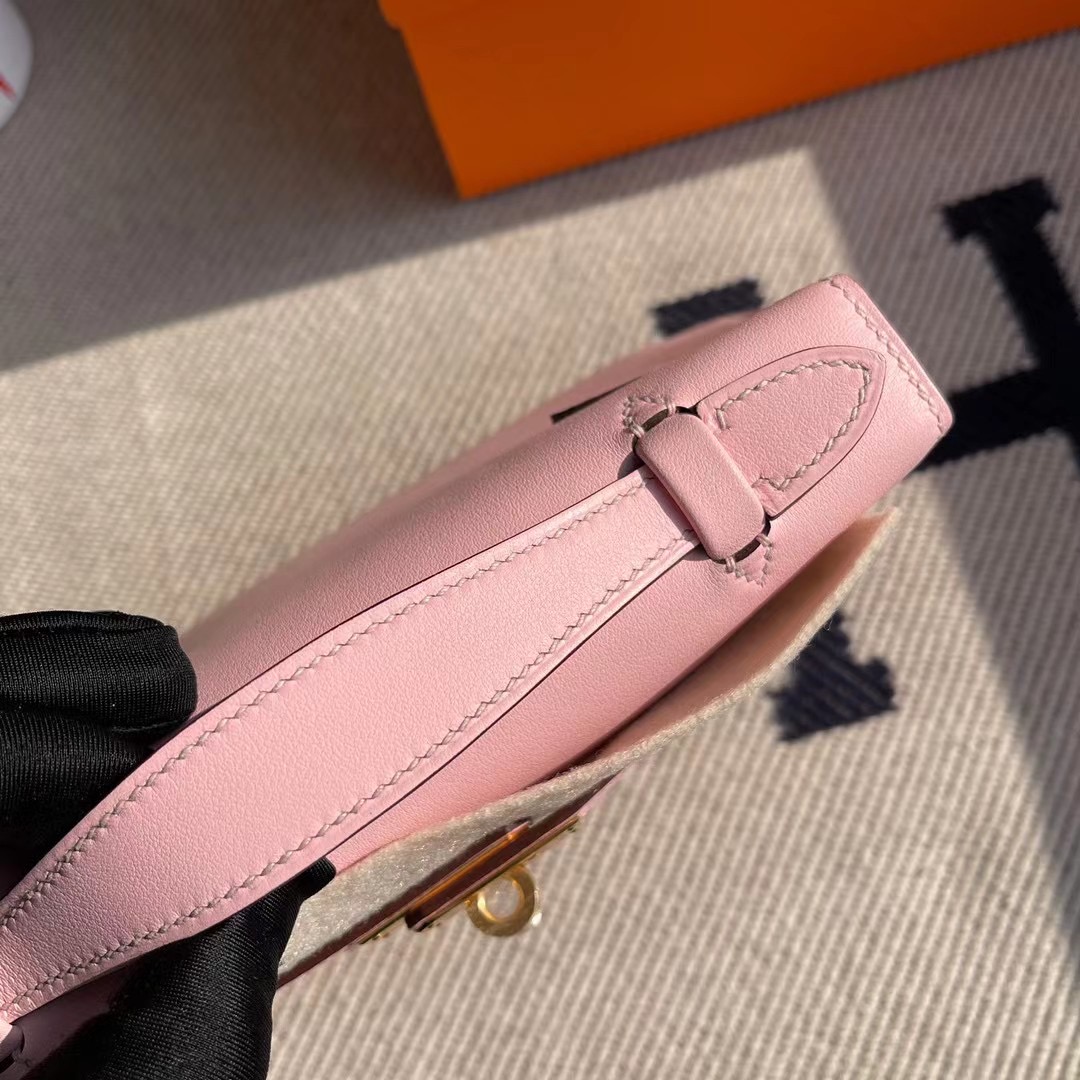 Hermes MiniKelly pochette Swift calfskin 3Q Rose Sakura 新櫻花粉