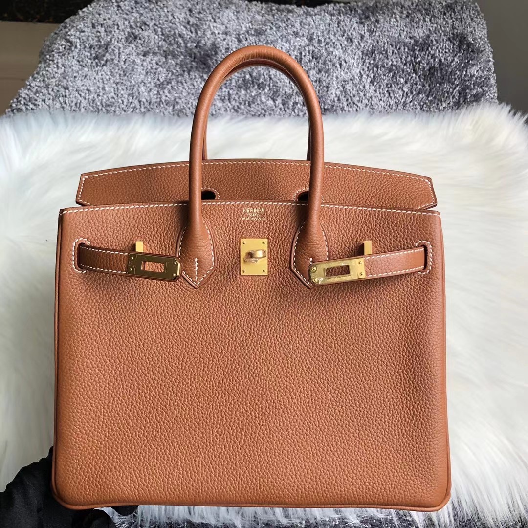 USA Hermes Birkin 25cm Togo CK37 Gold 金棕色 全手工蜜蠟線縫 金扣