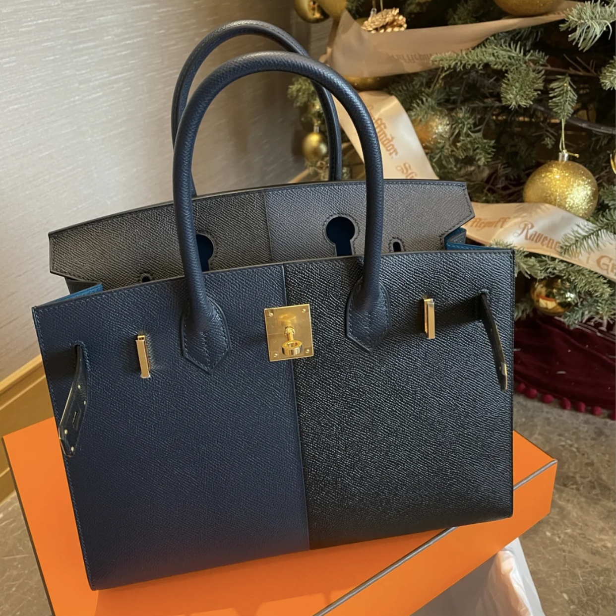 Hermes Birkin 30cm casaque 限量款 三拼色 89 Noir 黑色 76 blue indigo