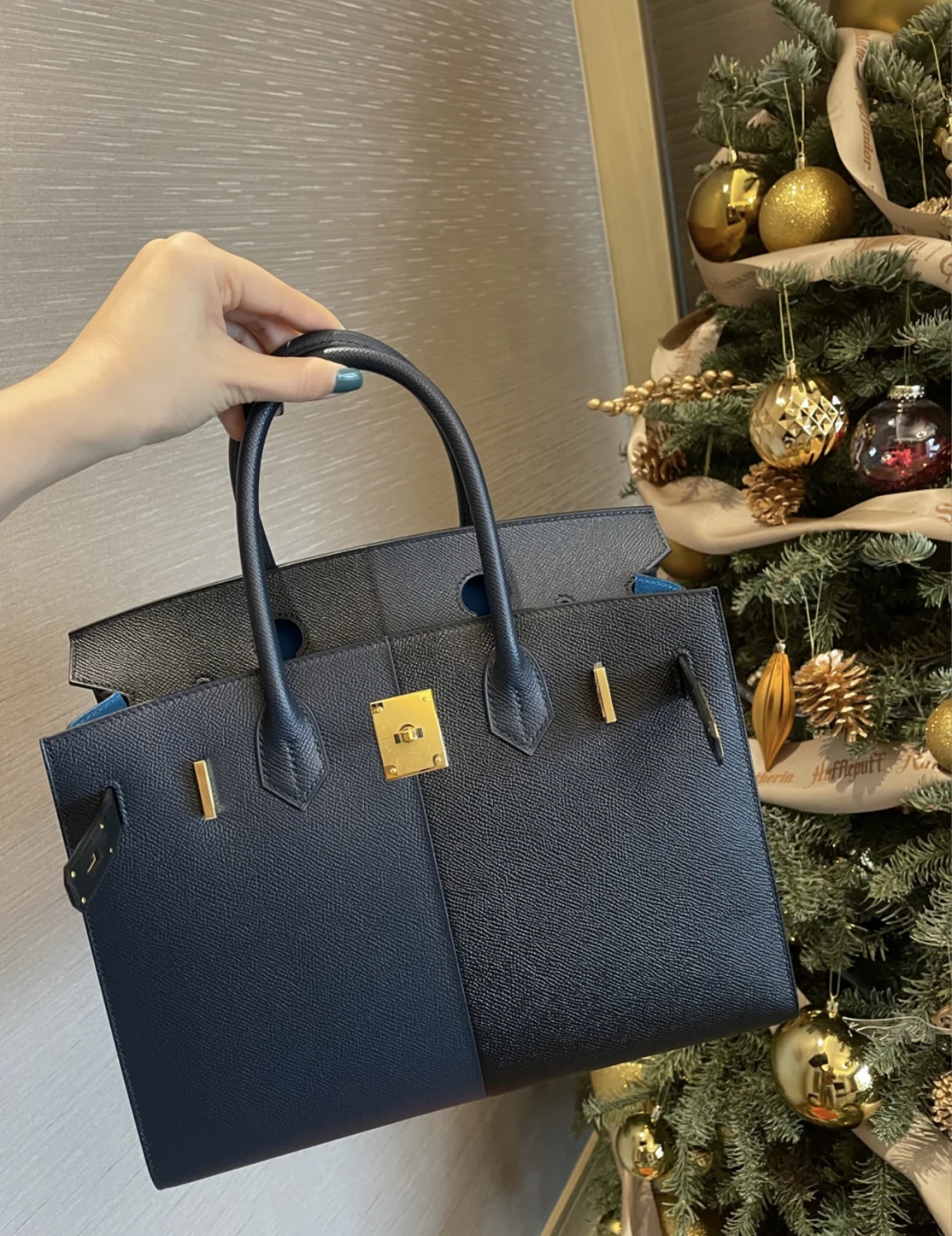 Hermes Birkin 30cm casaque 限量款 三拼色 89 Noir 黑色 76 blue indigo