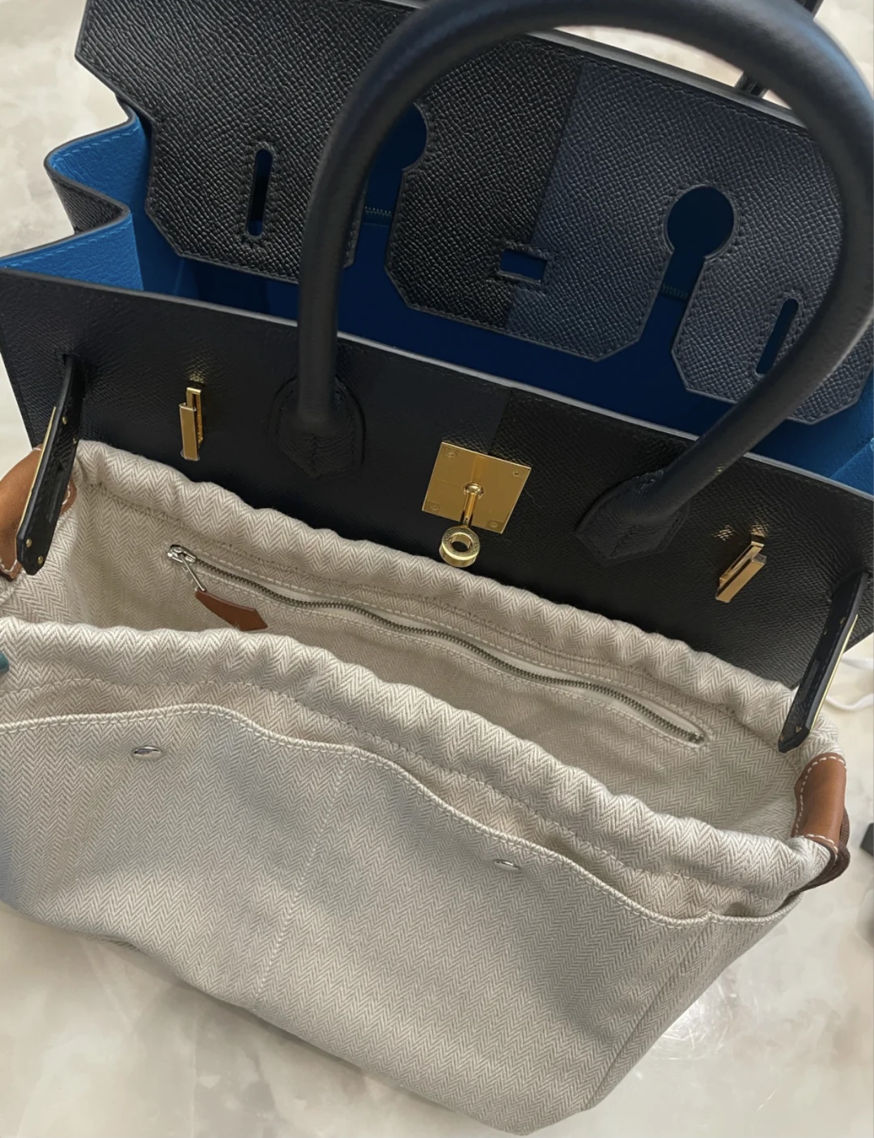 Hermes Birkin 30cm casaque 限量款 三拼色 89 Noir 黑色 76 blue indigo