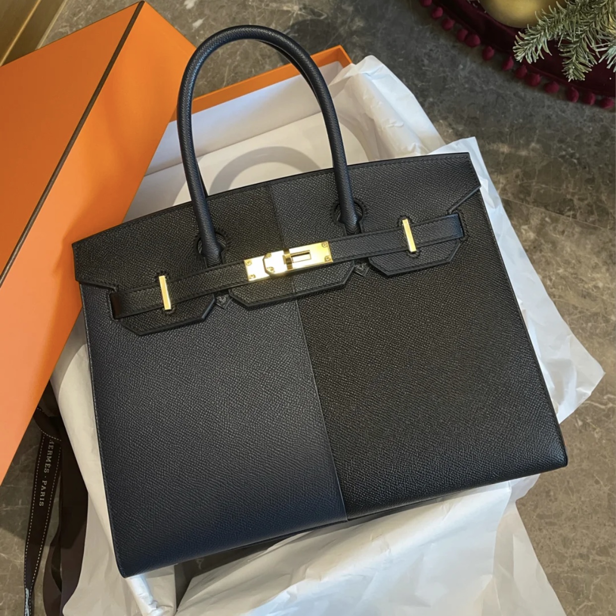 Hermes Birkin 30cm casaque 限量款 三拼色 89 Noir 黑色 76 blue indigo