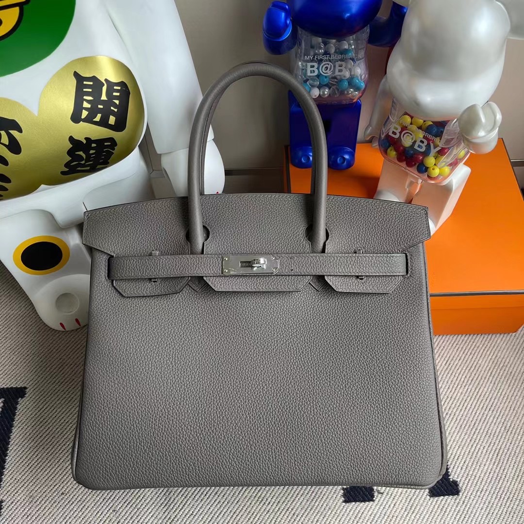 Hermes Birkin 30cm Togo 8F錫器灰 Etain 全手工蜜蠟線縫製 金扣