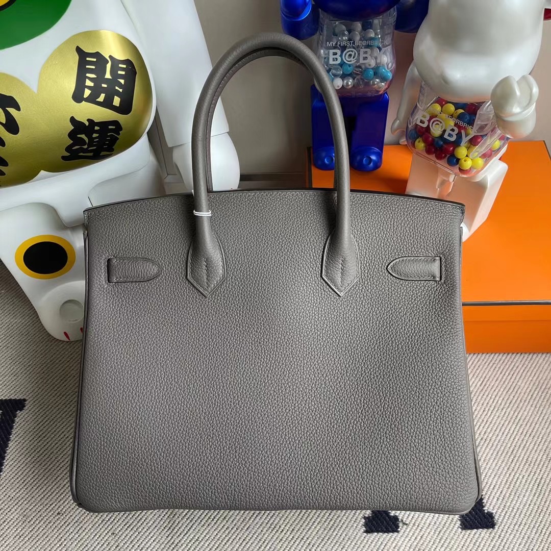 Hermes Birkin 30cm Togo 8F錫器灰 Etain 全手工蜜蠟線縫製 金扣